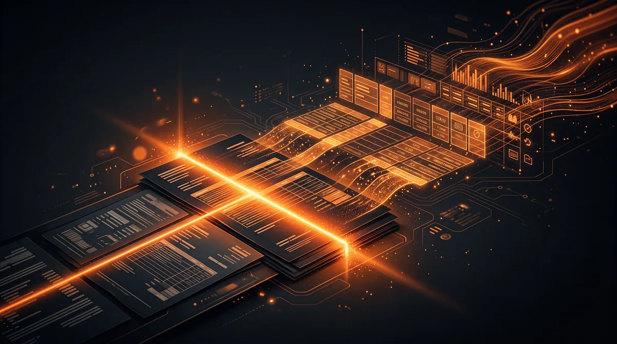 AI document automation reading an invoice and contract and extracting fields into business systems.